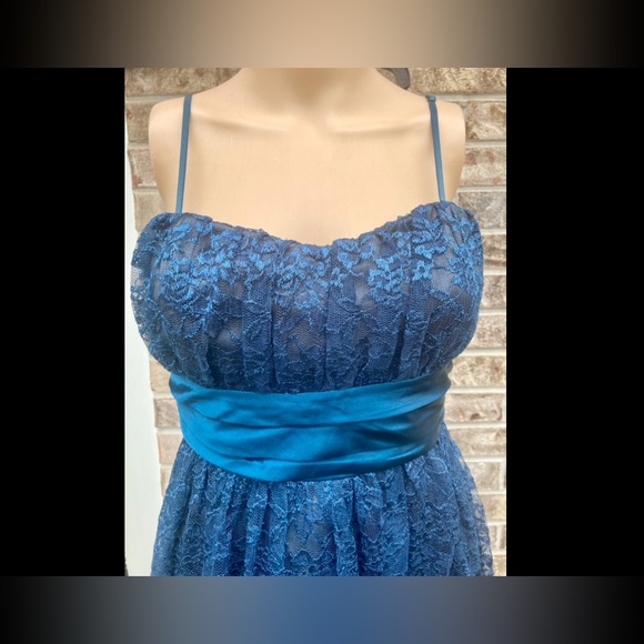 Vintage 90s/Y2K Trixxi Blue Lace Goth Whimsygoth Formal Dress - Picture 3 of 7